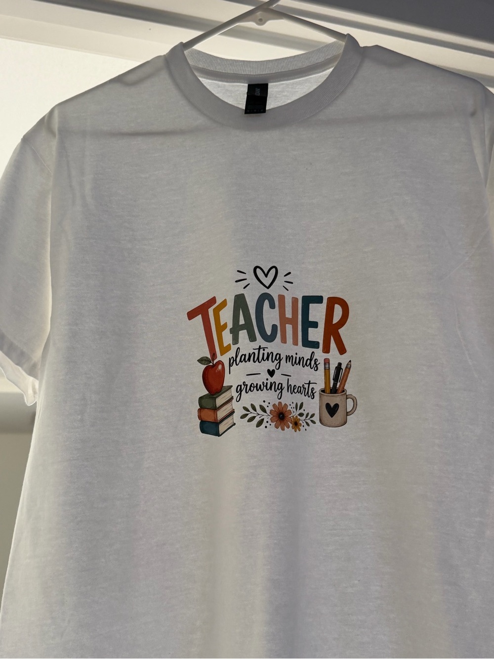 Teacher Graphic Tee in White - Planting Minds Growing Hearts